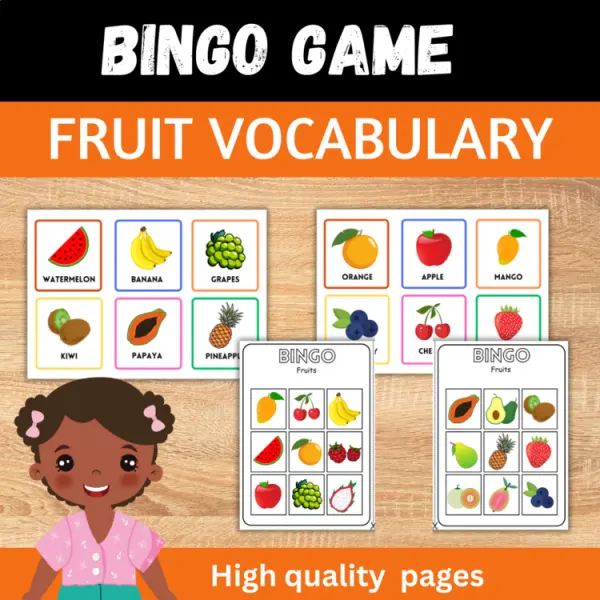 Cover of Bingo Game: Fruits vocabulary Cards for Preschool and Kindergarten