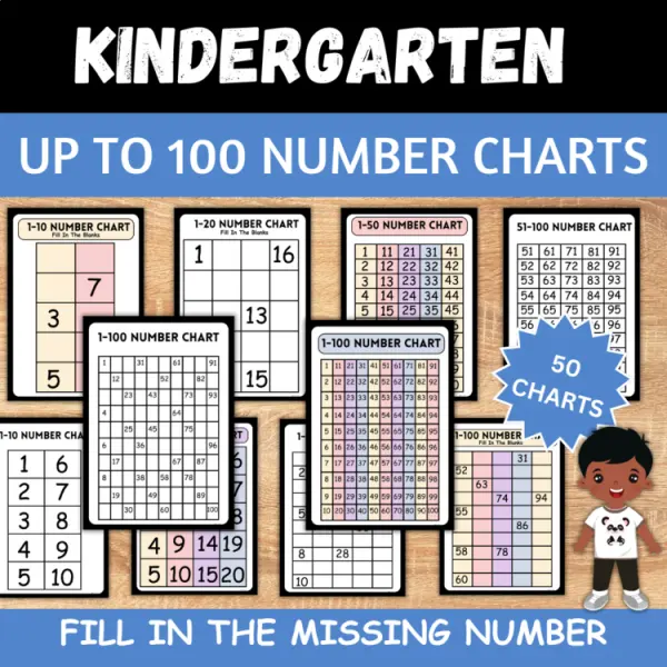 Cover of Number Charts up to 100 with missing numbers and Blank Chart Options