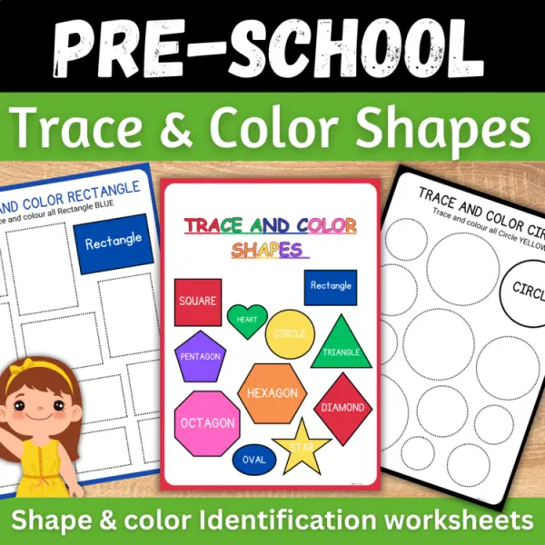 Cover of 2D Shapes Tracing and coloring sheets Fine Motor Prewriting worksheets for PreK