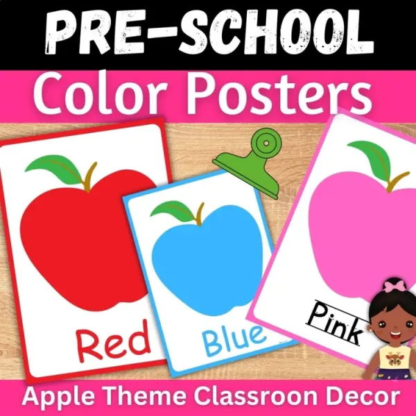 Cover of Apple fall theme color poster classroom decor for preschool and kindergarten