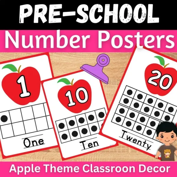 Cover of Number to 20 posters with ten frames for Math Apple fall theme classroom Decor