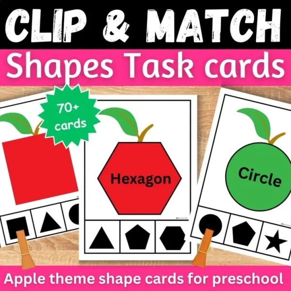 Cover of Apple fall 2D Shape matching Clip cards for Kindergarten & Preschool Morning Tub