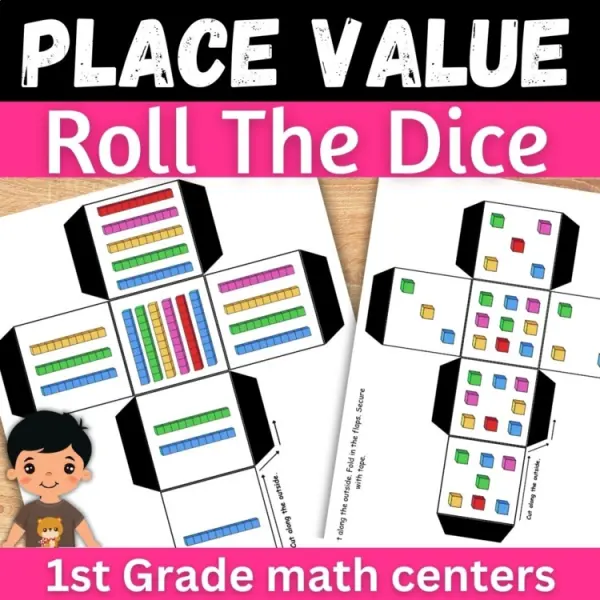 Cover of Place Value Dice Game: Tens and Ones 1st and 2nd Grade Math Center Activity