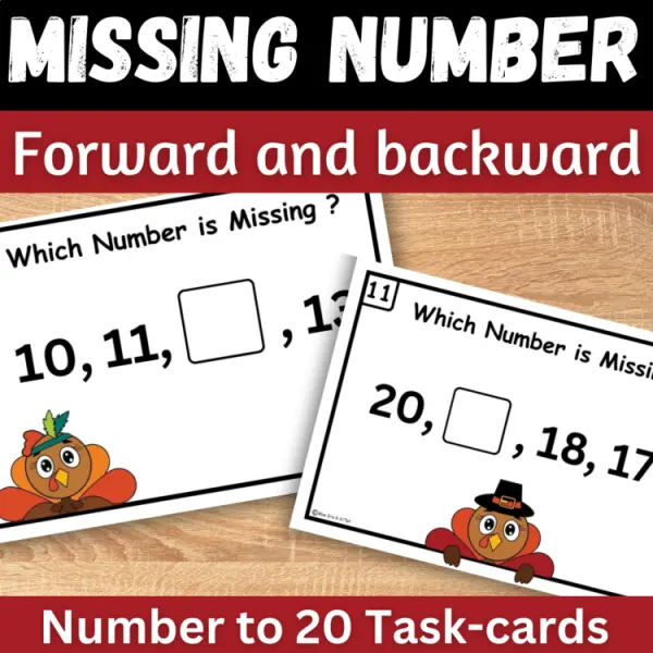 Cover of Ordering numbers to 20 Counting Forward and Backward Thanksgiving Math center