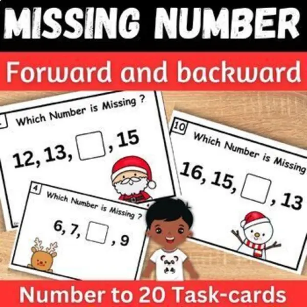 Cover of Christmas Ordering numbers to 20 Missing Number Backward and Forward Math Game