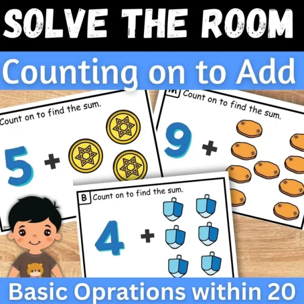 Cover of Hanukkah Math counting on to add within 20 Write the room first grade center