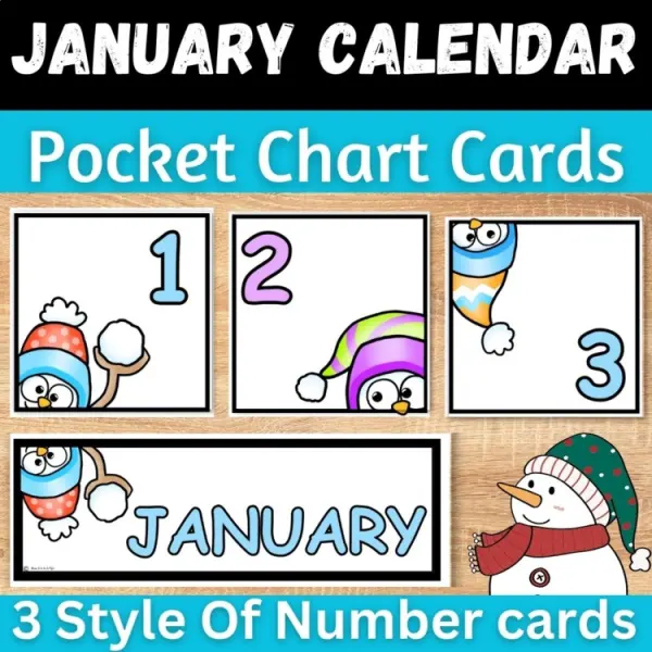 Cover of January Calendar Numbers – Monthly Pocket Chart Cards Set for Morning Meeting
