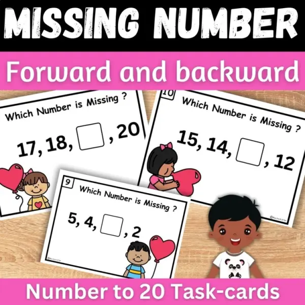 Cover of Valentine’s Day Ordering numbers to 20 Counting Forward and Backward Math center