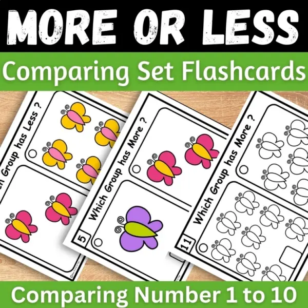 Cover of Spring Math More or Less counting And comparing to 10 Kindergarten Task cards