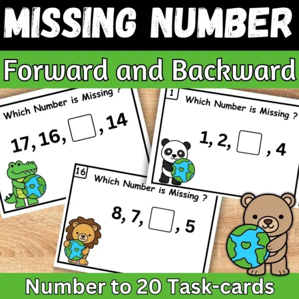 Cover of Earth Day Ordering numbers to 20 Counting Forward and Backward Math Activities