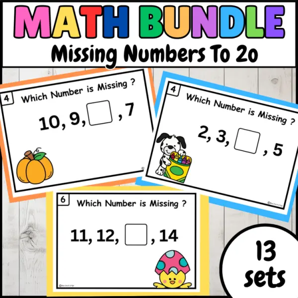 Cover of Bundle Ordering missing numbers to 20 Forward and Backward Math Center Activity