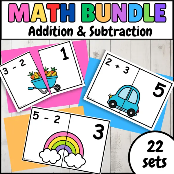 Cover of Bundle Addition and Subtraction within 5 Matching Game for Kindergarten Math