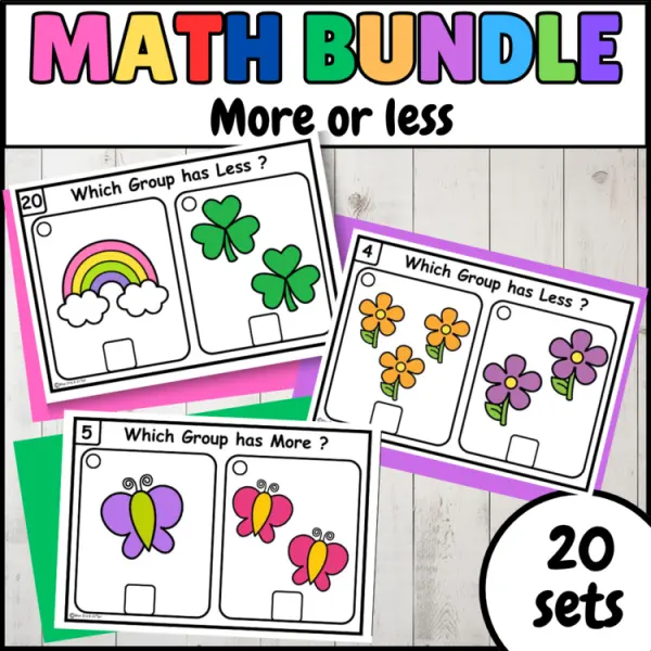 Cover of Bundle More or Less Count and Compare Numbers to 10 Kindergarten Math Task Cards