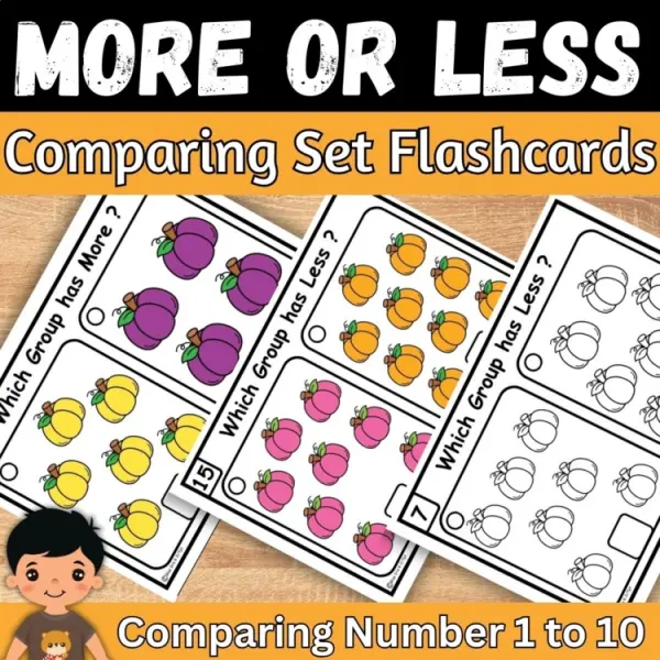 Cover of Pumpkin More or Less counting and comparing to 10 Kindergarten Math Task cards