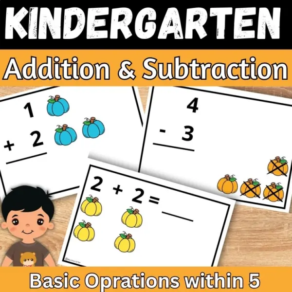 Cover of Pumpkin Addition and subtraction fact within 5 Kindergarten Math Game Center
