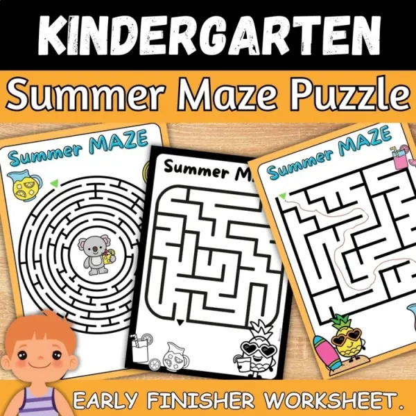 Cover of Summer Maze Puzzle: Kindergarten and Preschool Early Finisher Activity Worksheet