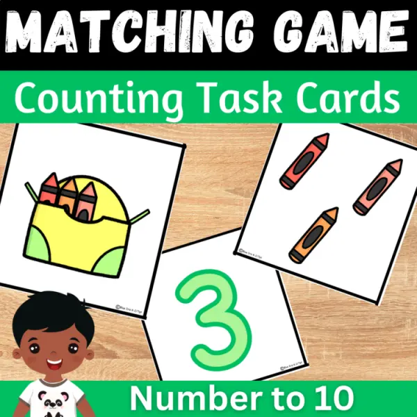 Cover of Back to school Crayons matching numbers to quantities Count and Match math Game