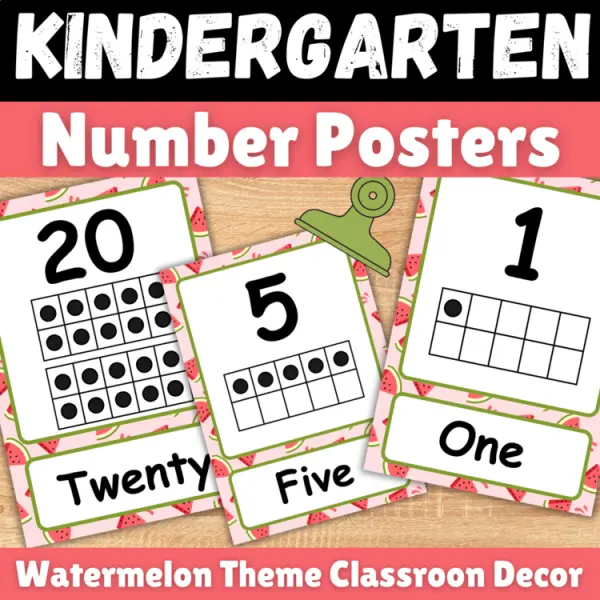 Cover of Watermelon Number posters with ten frames to 20 Math Classroom Decor
