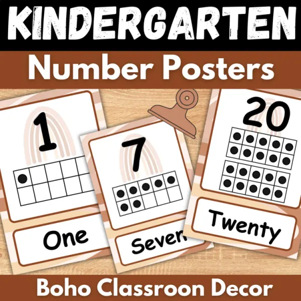 Cover of Boho Number posters with ten frames to 20 Math Classroom Decor