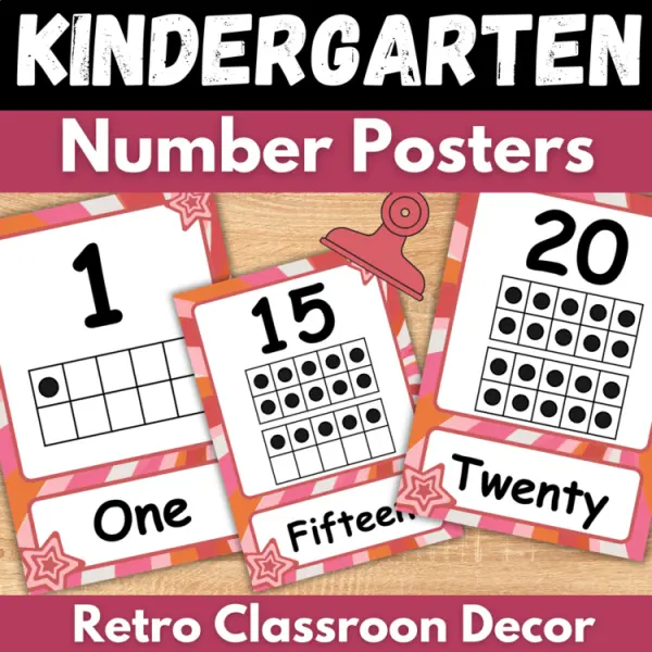 Cover of Retro Number posters with ten frames to 20 Math Classroom Decor