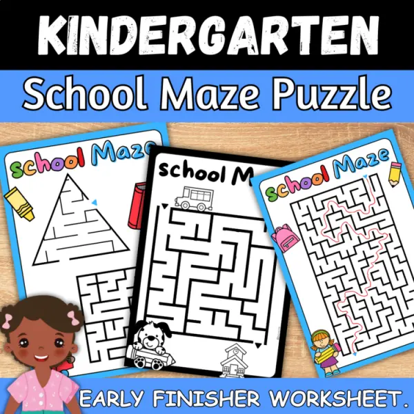 Cover of School Maze Puzzle: Kindergarten and Preschool Early Finisher Activity Worksheet