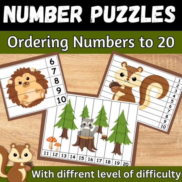 Cover of Number Order Puzzles: Ordering numbers to 20 Math Activity for Kindergarten