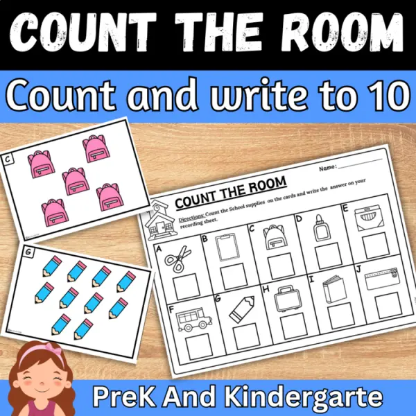 Cover of Back to School Count the room and write How many Numbers to 10 for Kindergarten