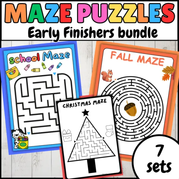 Cover of Maze Puzzles: I’m done now what early finishers bundle packet for preschool