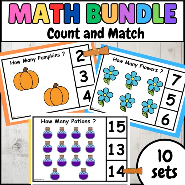 Cover of Matching Numbers to Quantities Math Counting to 20 Count and Match Bundle