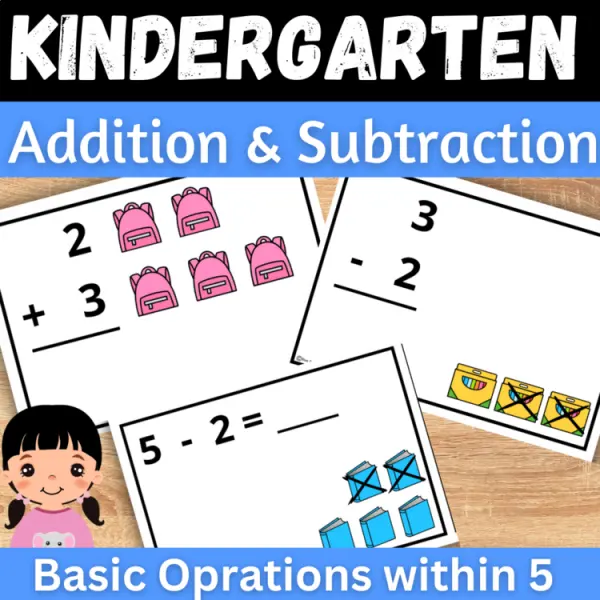 Cover of Back to school Addition And subtraction within 5 Math Game for Kindergarten