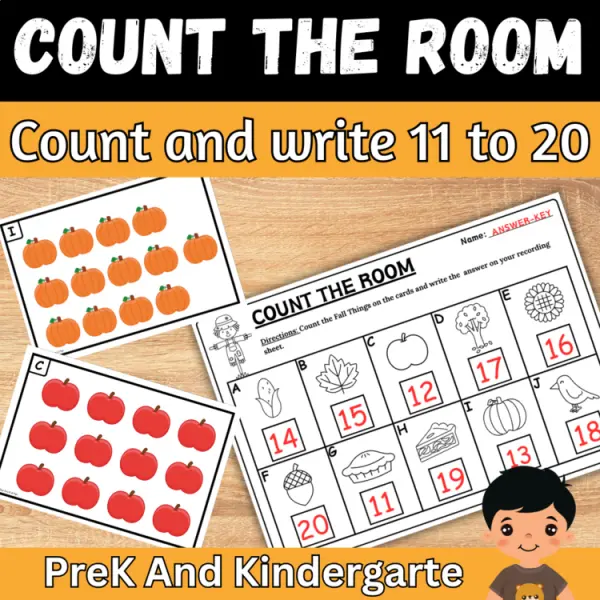 Cover of Fall Count the room and write How many Teen Numbers for Kindergarten