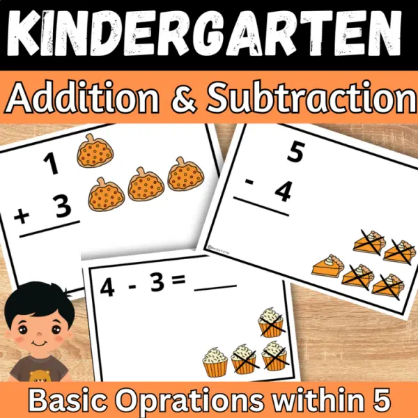 Cover of Fall Math Addition and subtraction fact within 5 Game for Kindergarten Center