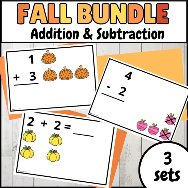 Cover of Fall Addition and subtraction fact within 5 Game for Kindergarten Math bundle