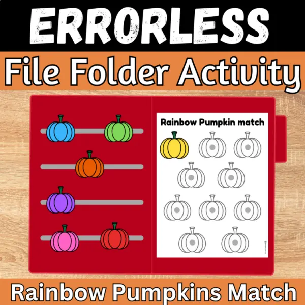 Cover of Fall Pumpkin Errorless File folder game And activity for Special Education Free