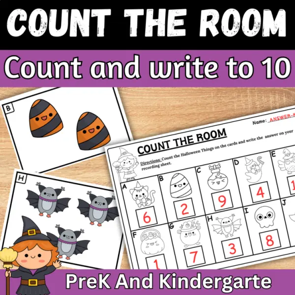 Cover of Halloween Count the room and write How many Numbers to 10 for Kindergarten