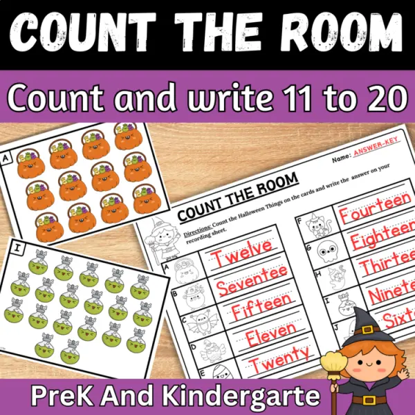 Cover of Halloween Count the room and write How many Teen Numbers for Kindergarten