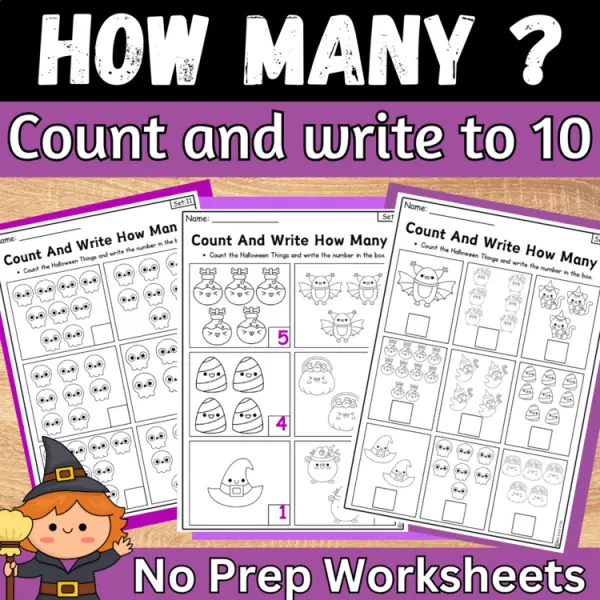 Cover of Halloween Count And Write How many: Counting to 10 Worksheets for kindergarten