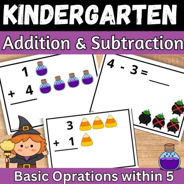 Cover of Halloween Addition and subtraction fact within 5 Game for Kindergarten Math