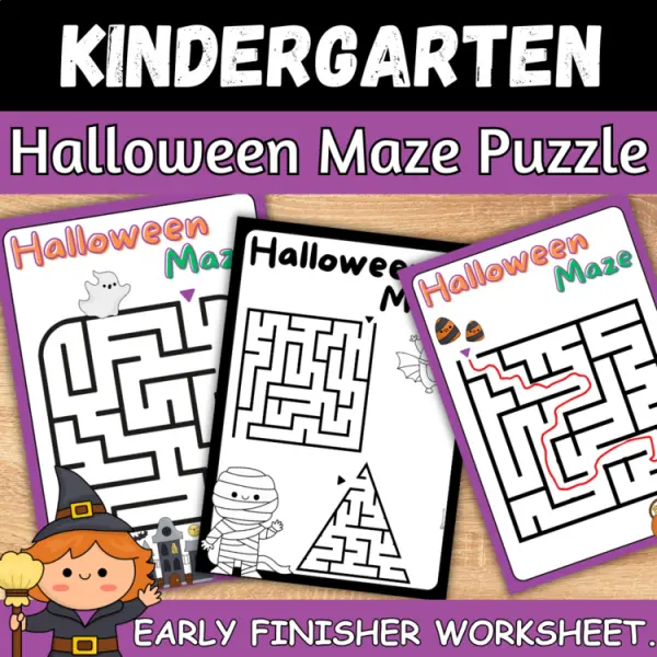 Cover of Halloween Maze Puzzles: Kindergarten and Preschool Early Finisher Activity