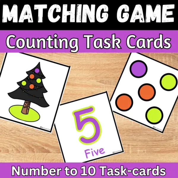 Cover of Halloween math matching numbers to quantities Count and Match Kindergarten Game
