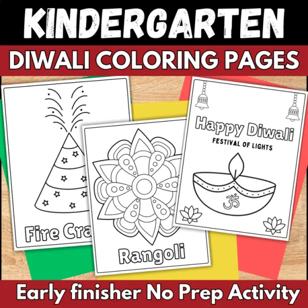 Cover of Diwali Coloring Sheets Early Finisher No Prep Pages for kindergarten