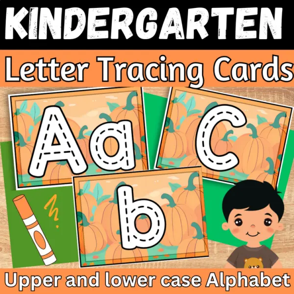 Cover of Fall Upper and Lowercase Letter Tracing Cards Fine Motor Practice Task boxes