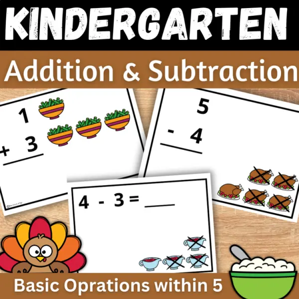 Cover of Thanksgiving Addition and subtraction fact within 5 Game for Kindergarten Math