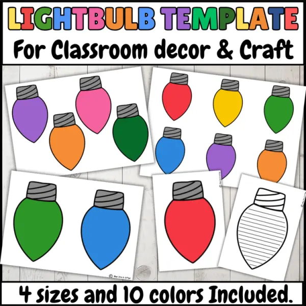 Cover of Christmas lightbulb template for bulletin board, classroom decor and craft