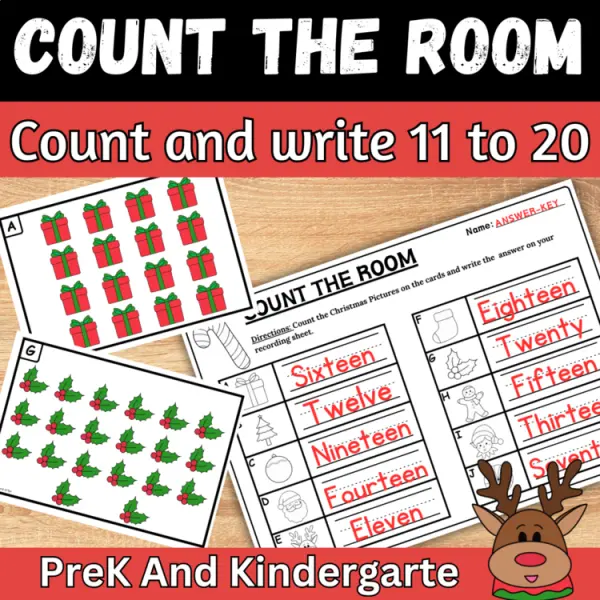 Cover of Christmas Count the room and write How many Teen Numbers for Kindergarten