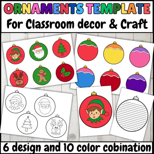 Cover of Christmas Ornament template for bulletin board, classroom decor and craft