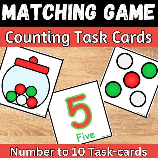 Cover of Christmas matching numbers to quantities Count and Match Kindergarten math Game