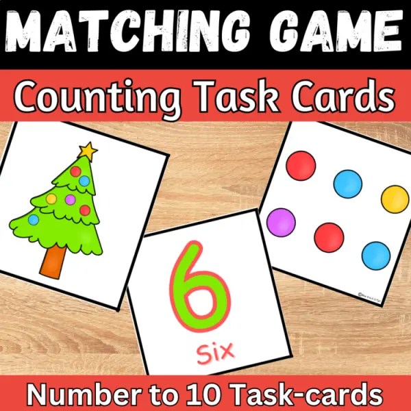 Cover of Christmas matching numbers to quantities Count and Match Kindergarten math Game