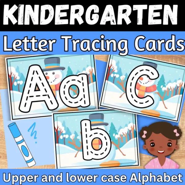Cover of Winter Letter Tracing cards Upper and Lowercase practice sensory bin