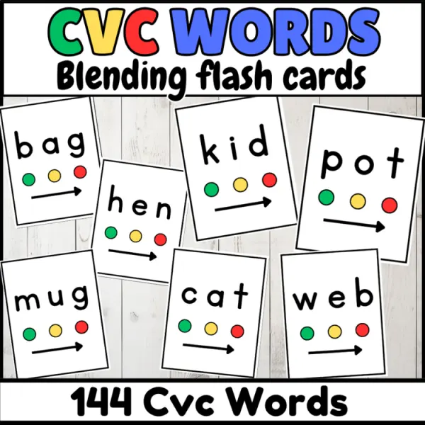 Cover of Blending CVC Words Flash Cards Phonics Reading game for Kindergarten center